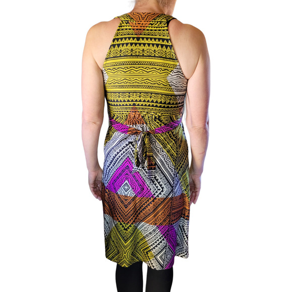 ICE Colorful Tribal Aztec Beaded Midi Dress Womens XS Sleeveless Vacation Boho - Picture 4 of 10